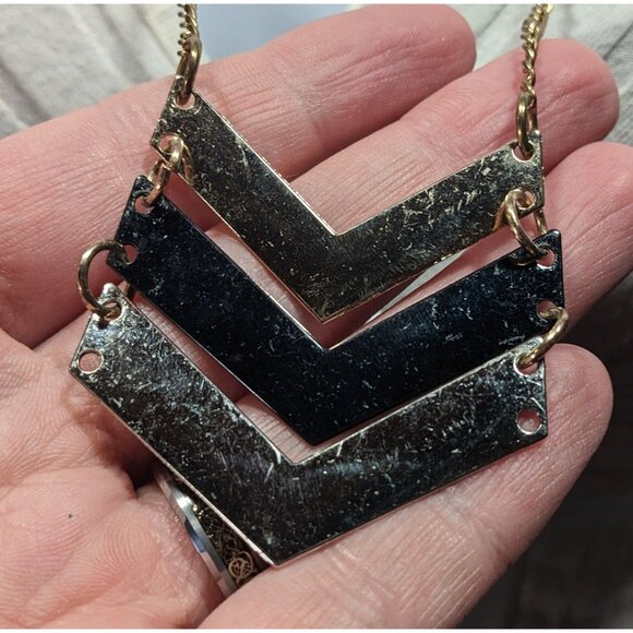 Bohemian Multi-Metallic Chevron Pendant Necklace - Picture 3 of 6